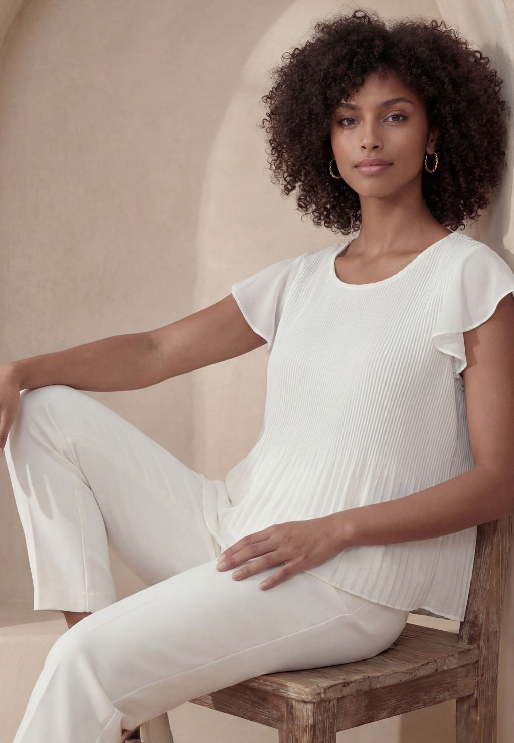 TOP SANS MANCHES - LYZIE - OFF WHITE